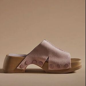 Anthropologie Kelsi Dagger Brooklyn June Platform Slide Sandals Pink Suede 8.5